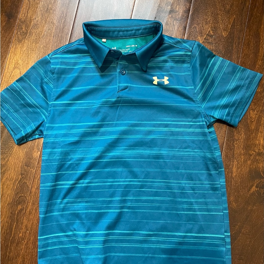 Under Armour Boy’s Blue Striped Golf Shirt